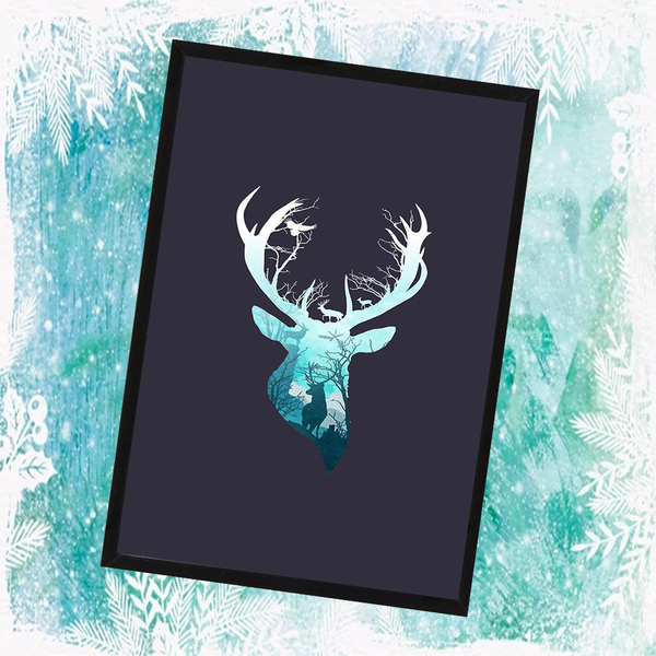 Bookish Poster Blue Deer 21x30cm - πίνακες & κάδρα, αφίσες, ζωάκια - 5