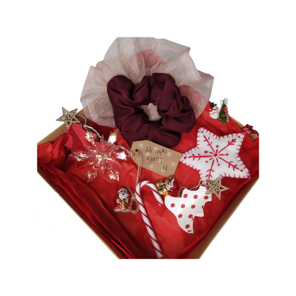 Χριστουγεννιάτικο gift box Mamarina - Ροζ - χιονονιφάδα, στολίδια, σετ δώρου, δώρα για γυναίκες, λαστιχάκια μαλλιών