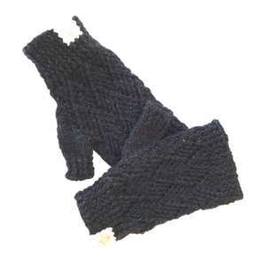 γάντια χωρίς δάχτυλα με μοτίφ διαμαντιού,black 16 x 8 εκ - μαύρο, ακρυλικό