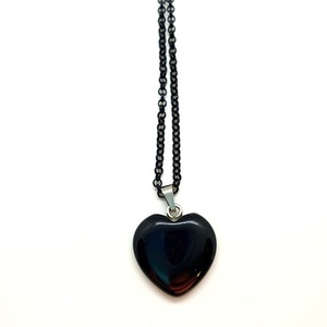 Μενταγιόν με μαύρη μεταλλική αλυσίδα " Black Heart" -56 εκ. - καρδιά, κοντά, φθηνά, μενταγιόν - 2