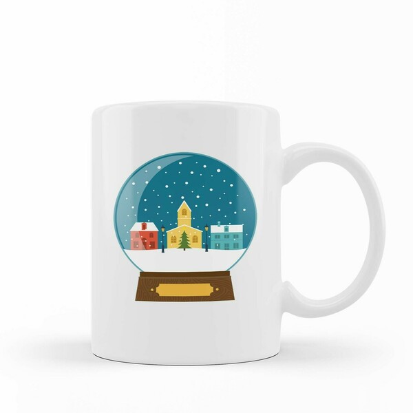 Χριστουγεννιάτικη κούπα - Mug Λευκή "Χιονόμπαλα" 11oz - 300ml - πορσελάνη, χριστουγεννιάτικα δώρα, κούπες & φλυτζάνια, κούπες με ονόματα