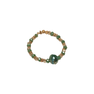 Δαχτυλίδι με πρασινα κρυσταλλα - σταθερά, χάντρες, χαλκός, γυαλί