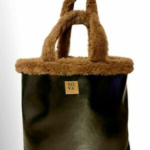 Τσάντα leather look με γούνα - ύφασμα, δερματίνη, χειρός, tote, πάνινες τσάντες
