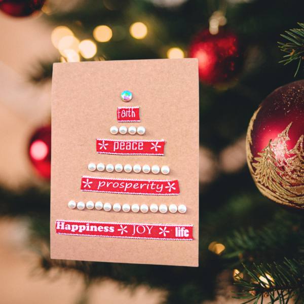 Χριστουγεννιάτικη Κάρτα Δέντρο 15 εκ - χαρτί, χριστουγεννιάτικα δώρα, ευχετήριες κάρτες, δέντρο - 2
