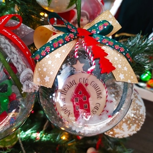 Χριστουγεννιάτικη μπάλα plexiglass "Χρόνια πολλά στο σπιτικό σας" - σπίτι, plexi glass, γούρια, μπάλες - 2