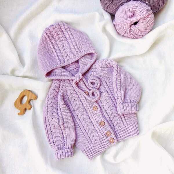 Πλεκτή ζακέτα για μωρό - κορίτσι, αγόρι, 0-3 μηνών, βρεφικά ρούχα - 2