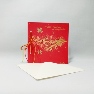 Χριστουγεννιάτικη χειροποίητη κάρτα "Χριστουγεννιάτικο κλαδί" - χριστουγεννιάτικα δώρα, γενική χρήση, ευχετήριες κάρτες - 2