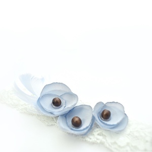 Μωρουδιακή κορδέλα με γαλάζια λουλουδάκια - charms, δώρο, βρεφικά, για παιδιά, αξεσουάρ μαλλιών