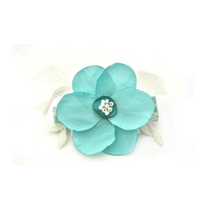 Barrette με γαλάζιο λουλούδι - ύφασμα, δώρο, λουλούδια, hair clips