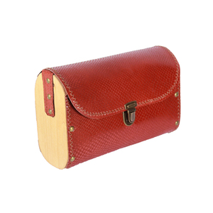 Ξύλινη δερμάτινη τσάντα κόκκινη ανάγλυφη - δέρμα, ξύλο, ώμου, χιαστί, all day