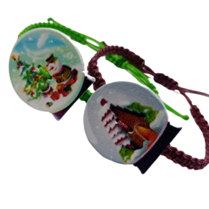 Χριστουγεννιάτικο παιδικό βραχιολάκι μακραμέ με ξύλινη χιονόμπαλα - ξύλο, κοσμήματα, χριστουγεννιάτικα δώρα, βραχιόλι παιδικό, αυξομειούμενα - 3