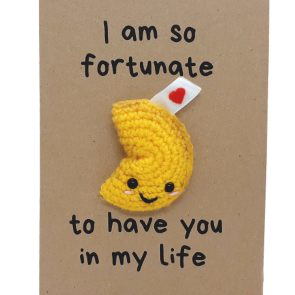 Ευχετήρια κάρτα "Fortune Cookie" - γενέθλια, amigurumi