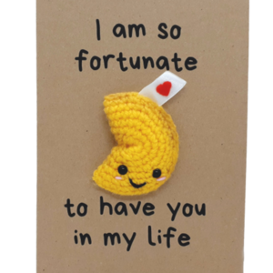Ευχετήρια κάρτα "Fortune Cookie" - γενέθλια, amigurumi