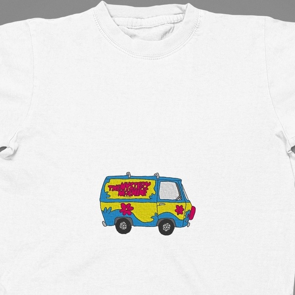 Βαμβακερό μπλουζάκι με κεντητό σχέδιο Scooby van tv series - βαμβάκι, κεντητά