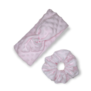 Scrunchie & headband baby pink - headbands, χειροποίητα