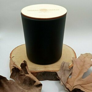 Χειροποίητο Αρωματικό Κερί Σόγιας με Άρωμα Σανταλόξυλο 170gr, Μαύρο Ποτήρι - αρωματικά κεριά, κερί σόγιας
