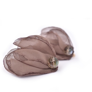 Υφασμάτινα σκουλαρίκια με πέταλα - must αξεσουάρ, καρφωτά, ατσάλι, ιδεά για δώρο, καρφάκι - 2