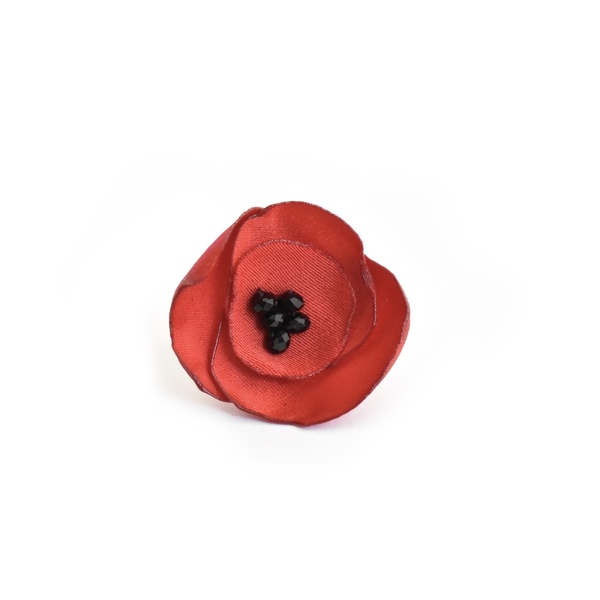 Δαχτυλίδι με κόκκινο λουλούδι - χάντρες, λουλούδι, ατσάλι, ιδεά για δώρο, αυξομειούμενα
