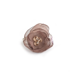Δαχτυλίδι με καφέ λουλούδι - λουλούδι, ατσάλι, ιδεά για δώρο, αυξομειούμενα