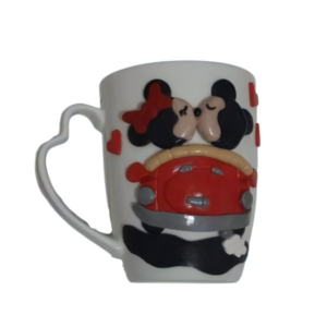 Τρισδιάστατη χειροποίητη κούπα Mickey & Minnie mouse στο αυτοκίνητο - πηλός, κούπες & φλυτζάνια, ζευγάρια, δώρα αγίου βαλεντίνου