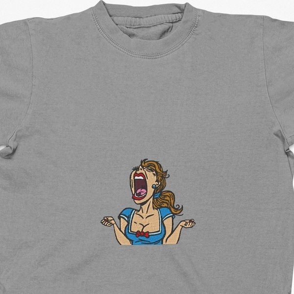 Βαμβακερό μπλουζάκι με κεντητό σχέδιο γυναίκα σε απόγνωση - βαμβάκι, κεντητά, γυναικεία - 2