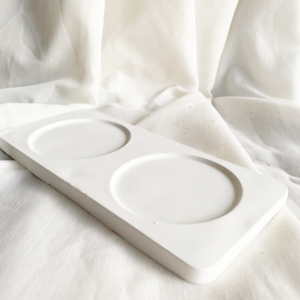 Διπλό Σουβέρ από τσιμέντο Λευκό 20 cm| Concrete Decor - σουβέρ, τσιμέντο, πιατάκια & δίσκοι - 2
