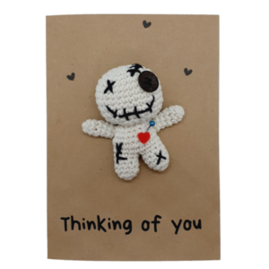 Χιουμοριστική κάρτα - Voodoo Doll - crochet, χιουμοριστικό, amigurumi, αγ. βαλεντίνου, ευχετήριες κάρτες