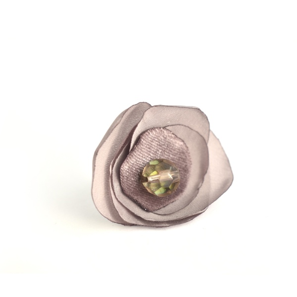 Δαχτυλίδι με γκρι λουλούδι - λουλούδι, ατσάλι, ιδεά για δώρο, αυξομειούμενα - 2