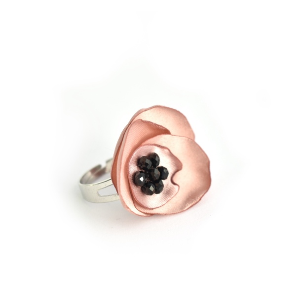 Δαχτυλίδι με ροζ λουλούδι - λουλούδι, ατσάλι, ιδεά για δώρο, αυξομειούμενα