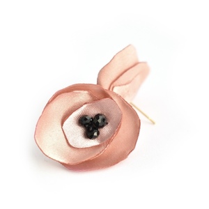 Ροζ υφασμάτινα σκουλαρίκια - λουλούδι, καρφωτά, ατσάλι, ιδεά για δώρο - 2