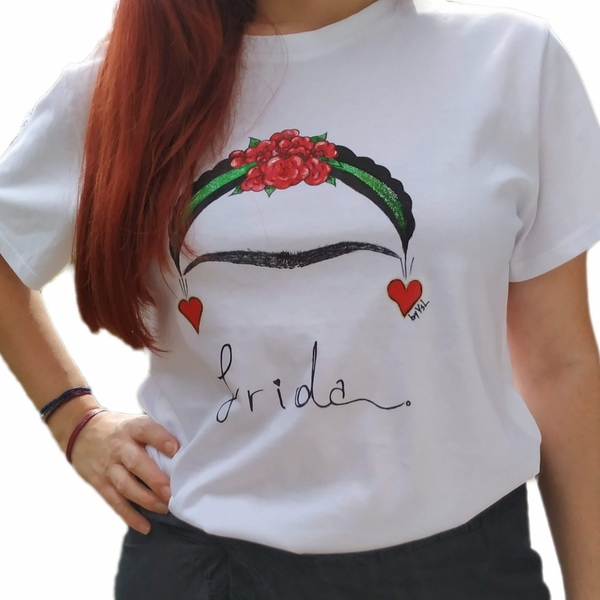Μπλούζα, t-shirt, ζωγραφισμένη στο χέρι, Frida Khalo - ζωγραφισμένα στο χέρι, t-shirt, χειροποίητα, frida kahlo