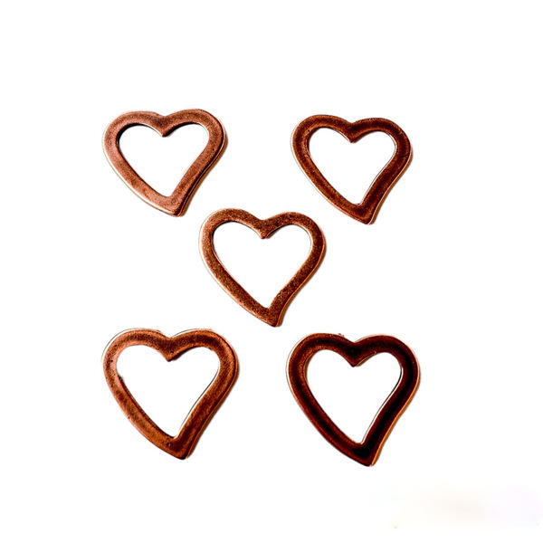 Σετ 5 τεμαχίων καρδιά χάλκινο 4×3.8 cm - καρδιά, υλικά κοσμημάτων, υλικά κατασκευών
