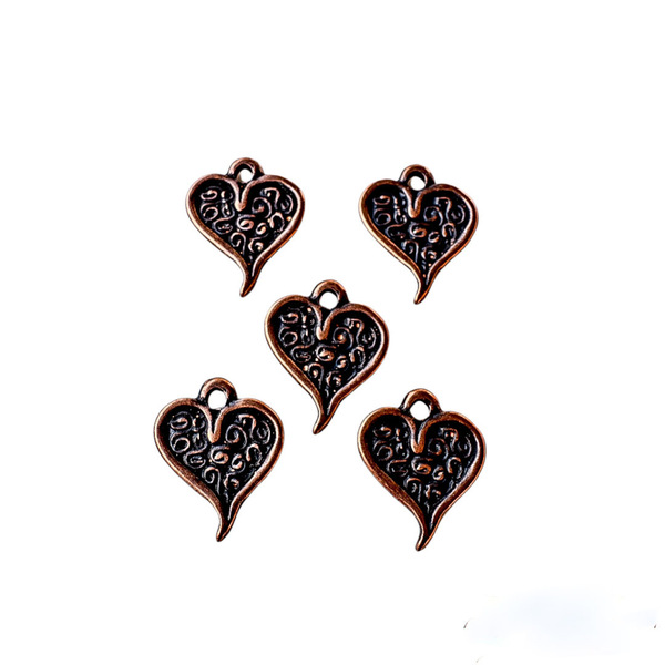 Καρδιά χάλκινη σετ 5 τεμαχίων 2.8×2.2cm - καρδιά, υλικά κοσμημάτων, υλικά κατασκευών