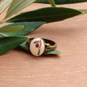 Δαχτυλίδι "κλαδάκι ελιάς" από πολυμερή πηλό - φύλλο, σταθερά, πηλός