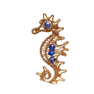 Seahorse - επιχρυσωμένα, χάντρες, μακριά, ατσάλι, μενταγιόν