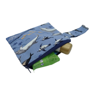 Πορτοφολάκι τσαντάκι με χερούλι, φάλαινες - ύφασμα, πορτοφόλια