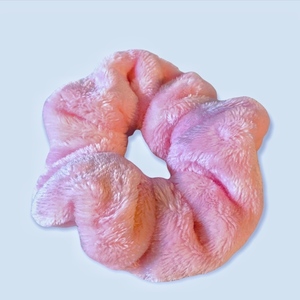 Scrunchie γούνινο baby pink - ύφασμα, λαστιχάκια μαλλιών