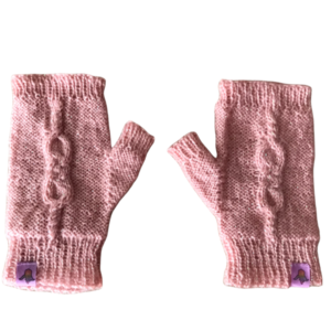 Πλεκτά γάντια "Kimberly" σε απαλό ρόζ χρώα με Κελτικό σχέδιο, 16,5 x 8 εκ με ακρυλικό/μάλλινο νήμα με στρας - μαλλί, ακρυλικό