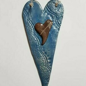 μπλε κρεμαστη καρδια valentine's day απο πολυμερικο πηλο (fimo) - διακοσμητικά, αγ. βαλεντίνου