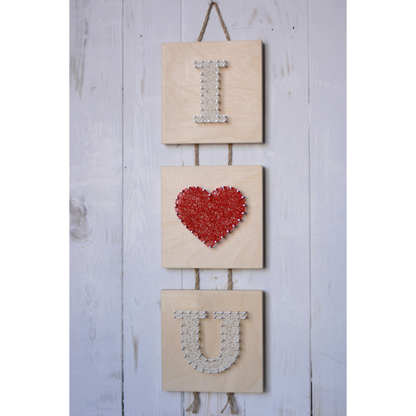 Ξύλινο διακοσμητικό για τον τοίχο "Ι love U" - δώρο αγάπης 41x12cm - ξύλο, αγάπη, σε αγαπώ, διακοσμητικά, δώρα αγίου βαλεντίνου - 4