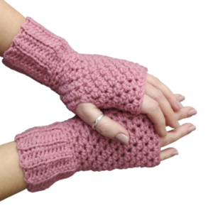 Χειροποίητα πλεκτά γυναικεία γάντια χωρίς δάκτυλα ροζ σάπιο μήλο 8Χ19 - γυναικεία, δώρο, ακρυλικό
