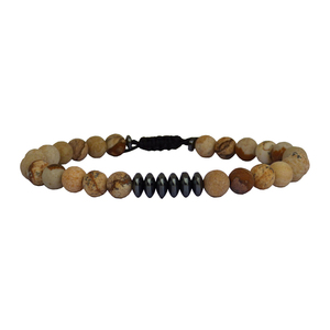 Ανδρικό βραχιόλι Jasper picture / hematite - ημιπολύτιμες πέτρες, βραχιόλια, δώρα για άντρες