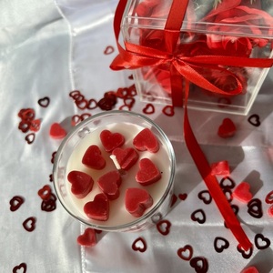 Χειροποίητο κερι με κόκκινες καρδιές/220gram - γυαλί, δώρο, αρωματικά κεριά, αγ. βαλεντίνου, κερί σόγιας - 2