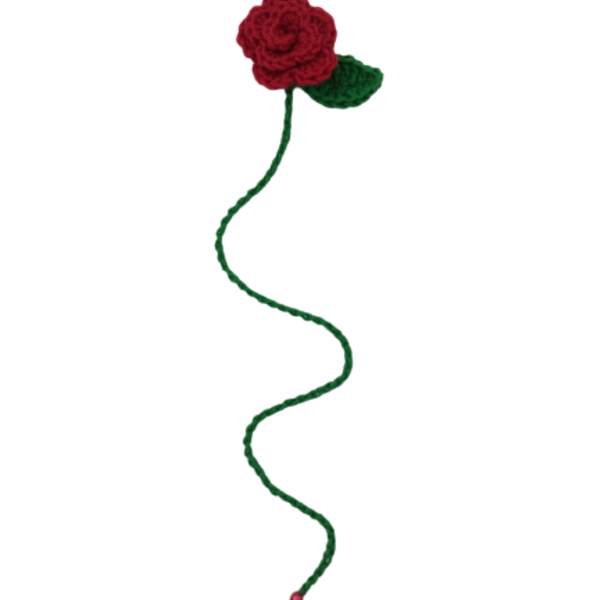 Χειροποίητος πλεκτός σελιδοδείκτης τριαντάφυλλο κόκκινο - σελιδοδείκτες