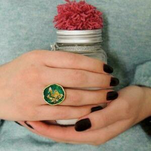 Δαχτυλίδι πράσινο - σμαραγδί μικρό | Γυναικείο κόσμημα - μπρούντζος, με υγρό γυαλί, μικρά, γυναικεία, δώρα για γυναίκες