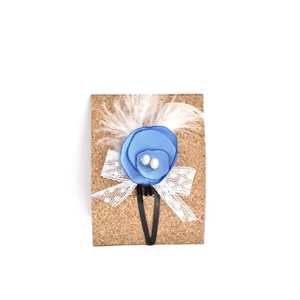 Hair clips με μπλε λουλουδάκια - φτερό, δώρο, ιδεά για δώρο, αξεσουάρ μαλλιών, hair clips - 2