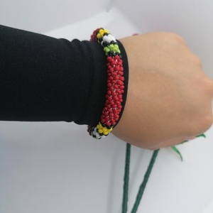African style Βραχιόλι με χάντρες crochet knitted red- - χάντρες, χεριού, αυξομειούμενα - 3