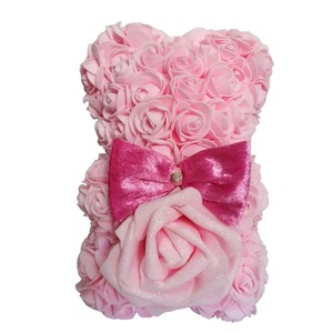 Δώρο Αγίου Βαλεντίνου συλλεκτικό rose bear ροζ 25cm - πλαστικό, τριαντάφυλλο, αγάπη, διακοσμητικά
