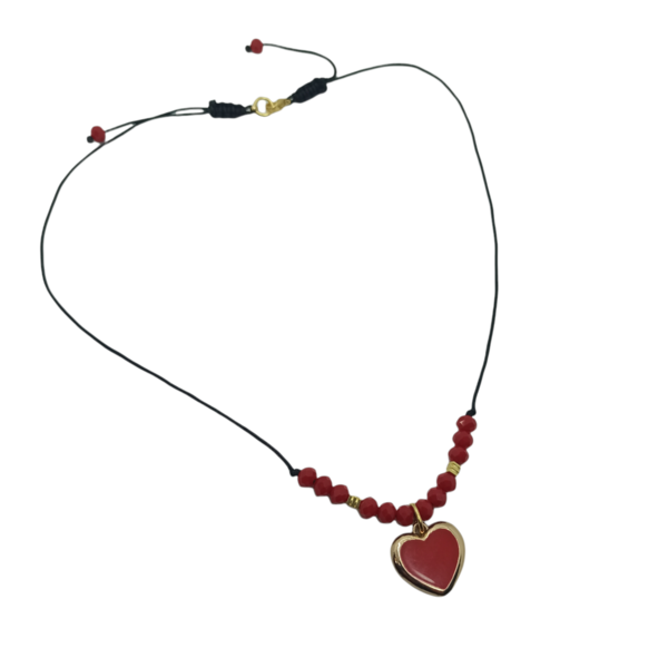 Μενταγιόν για τον Αγ.Βαλεντινο με κοκκινη καρδιά Νο2 - ημιπολύτιμες πέτρες, charms, καρδιά, χάντρες, κοντά