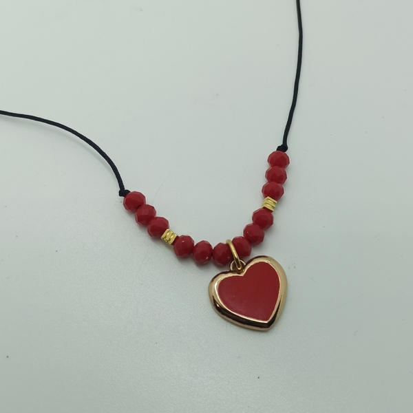 Μενταγιόν για τον Αγ.Βαλεντινο με κοκκινη καρδιά Νο2 - ημιπολύτιμες πέτρες, charms, καρδιά, χάντρες, κοντά - 2